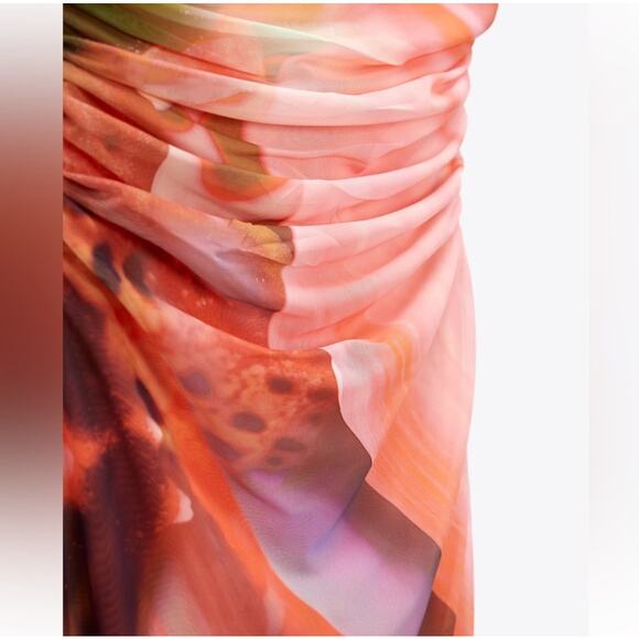 NWT Zara Strapless Printed Tulle Dress Size Medium - Picture 5 of 13